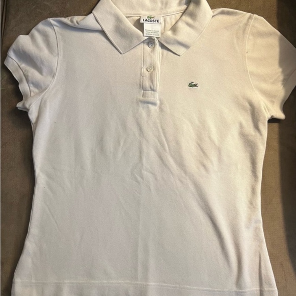 Lacoste Women's Cream Polo Shirt Size 42(runs small)